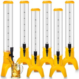 Domensi 6 Pcs Drink Tower Dispenser Mimosa Tower with Ice Tube and bottomless Mimosa lunch Beer Beverage Drink Dispenser Tower Tabletop Liquor Dispenser for Bar Party(3l,Yellow)