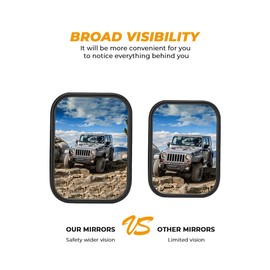 JOYTUTUS Mirrors Doors Off Compatible with 1987-2026 Wrangler YJ TJ JK JKU JL JLU Gladiator JT, Anti-shake Wide Vision Mirrors Easier Install Door Hinge Mirror, Doorless Side Mirror