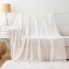 Battilo Cream Throw Blanket for Couch, Bedroom Decor Boho Throw