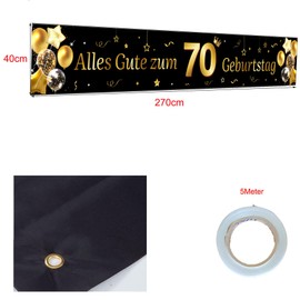 70th Birthday Banner Man 70th Birthday Decoration Banner Gold Black 70th Birthday Banner Long Background Banner for 70th Birthday Happy 70th Birthday Banner 70th Birthday Banner for Man 40 x 270 cm