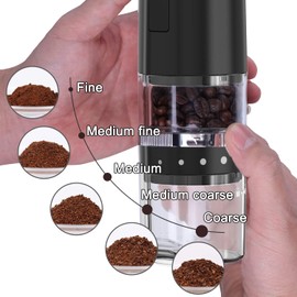 TastLi Coffee Grinder, Electric Portable Coffee bean Grinder, Adjustable Burr Mill with 5 Precise Grind Setting for Drip Espresso PourOver and More (Black)
