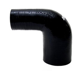 HPS HTSER90-225-300-BLK Silicone High Temperature 4-ply Reinforced 90 degree Elbow Reducer Coupler Hose, 55 PSI Maximum Pressure, 4" Leg Length on each side, 2-1/4" > 3" ID, Black