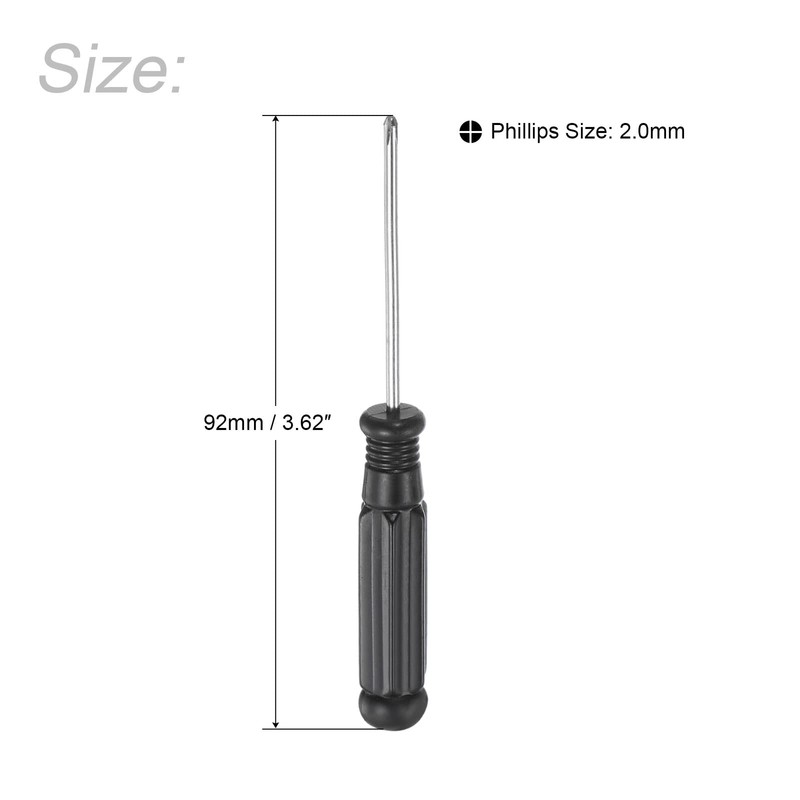 sourcing map Mini Phillips Screwdriver, 2.0mm Cross Head with Black