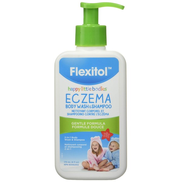Flexitol Happy Little Bodies Eczema Relief Body Wash & Shampoo | Natural Ingredients | Colloidal Oatmeal - Relieves Skin irritation Itchiness | 175ml