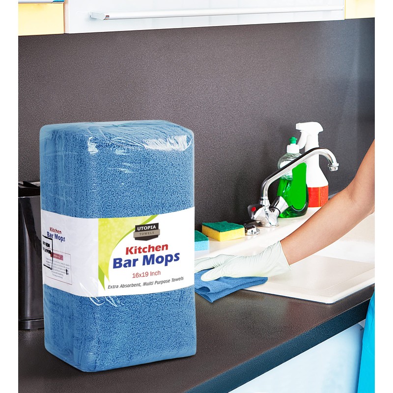 Utopia Towels Kitchen Bar Mops, Pack of 12, 16 by