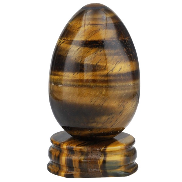 mookaitedecor Tiger's Eye Crystal Egg Oval Ball with Stand, Gemstone for Healing Reiki Chakra and Family Decoration Decoration