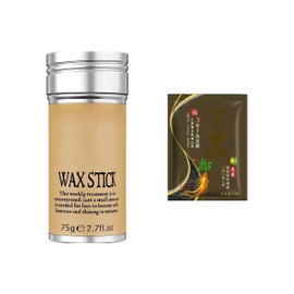 Barra de Cera Para Peinar El Cabello 75g, Acabado Suave y Sin Residuos Control Del Borde De La Peluca, No Grasosa, Adecuada Para Cabello Suelto y Encrespado, De Larga Duración Con Vitaminas, Bundle, Kit (Barra de cera + 30ML Castaño shampoo tinte)