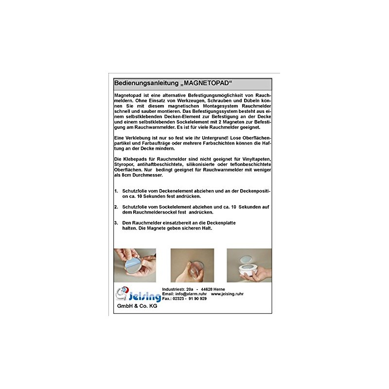 Set of 3 Magnetopad Magnet Attachment for Smoke Detectors