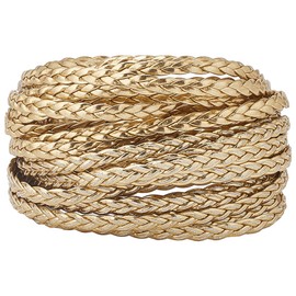 GORGECRAFT 5m Braided Leather Cord 5mm Gold PU Leather Rope 2mm Thick Flat Folded Imitation Leather String Thread for DIY Braiding Crafts Bracelet Anklets Choker Necklace Jewelry Making Supplies