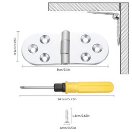 YEYIT 6 Pcs Folding Flip Top Hinge, Stainless Steel 270 Degree Folding Round Edge Backflap Hinge,Tray Backflap Hinges, Bonus with Screwdriver, for Cupboard Cabinet Closet Drawer
