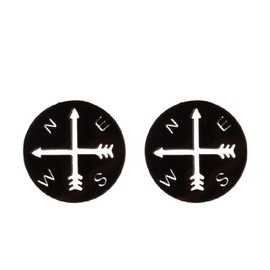 Minimalist Compass Disc Stud Earrings Stainless Steel Nautical Sailor Wanderers Cartilage Tragus Tiny Small Studs Earring Fashion Jewelry Gifts for Women Teen Girls Men (Black)