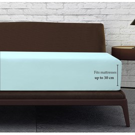 Linen Home Spa Blue King Fitted Sheet Deep fit 12''/30cm Microfibre Easy Care Fitted Sheets King Size - Ultra Soft Brushed Wrinkle and Fade Resistance Bedding(King, Spa Blue)