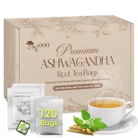 TOG999, Premium 120 Ashwagandha Root Tea Bags, 100% Natural & Pure from Ashwagandha Root, Ashwagandha Root Herbal Tea. No Sugar, No Caffeine, No Gluten, Vegan.