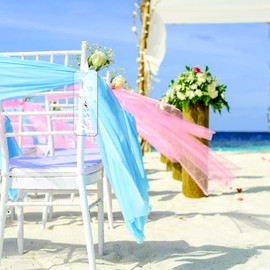 6 Pieces Reserved Signs for Wedding Chairs Acrylic Tag Reserved Signs Hanging Reserved Signs with Ribbon for Wedding Important Events Church Pews Chair and Restaurant (White Lettering)