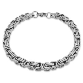 Soul-Cats® Byzantine Chain Stainless Steel Necklace with or without Bracelet Colour: Silver., 6 mm