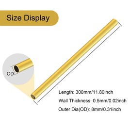 LAVMHAB Brass Tube 8mm OD X 0.5mm Wall Thickness 300mm Length, Seamless Round Brass Pipes Tubing for DIY Craft (3pcs)