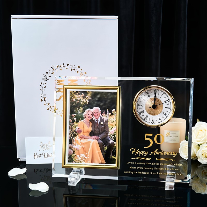 Dxaeuqr Dxaeqr 50th Wedding Anniversary Keepsake for Couples, Crystal Glass