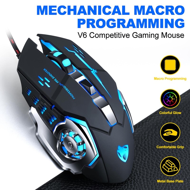 ✅MOUSE GAMING RGB LED PROGRAMMABLE PRECISE METAL WIRED 6 BUTTONS