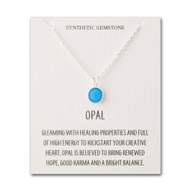 Philip Jones Silver Plated Synthetic Blue Opal Necklace with Quote Card