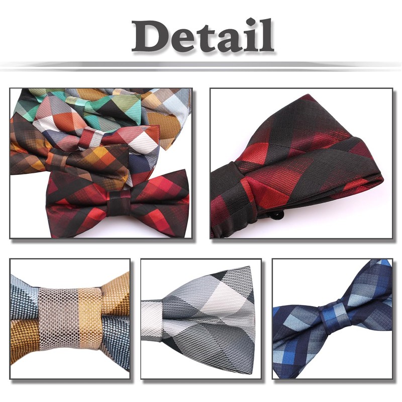 White Fang NC041 Men's Bow Tie, Plaid Pattern, Polyester, Formal,