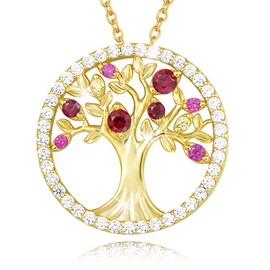 AGVANA Tree of Life Necklace, Women Earring Set,925 Sterling Silver Necklace with January Birthstone Tree Pendant Jewellery for Women Girls with Gift Box, 16"+2" Extender