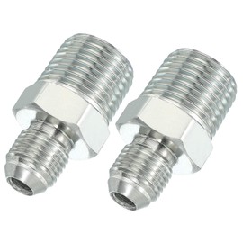 PATIKIL Hex Reducing Nipple Connectors Pipe Adapter 9/16" Male 37° Flare JIC x 1/2" Male NPT, 2 Pack Pipe Fitting Reducer Nipple Adapter Plated Steel Hydraulic Fitting