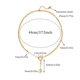 Rymenioy 18k Gold Plated Ball Pendant Drop Y Necklaces Lariat Necklace For Women Paperclip Chian Circle Y Shaped Necklac