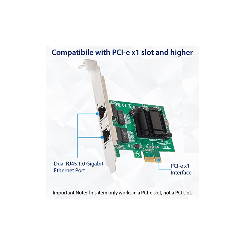 IO CREST Tarjeta de Red Gigabit Ethernet PCI-e x1 de