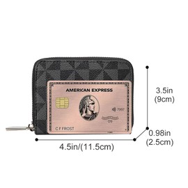 Veki Women's Credit Card Holder, RFID Leather Zipper Wallet, Small Zipper Card Case for Men and Women (Black)