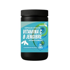 Vitamina C con Jengibre | 200 Cápsulas de 500 mg | Suplemento Alimenticio IsaaQuim | 66 porciones por frasco