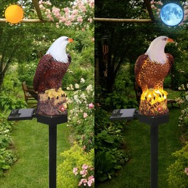 YZYOE Solar Energy Eagle Light, Garden Decoration Resin Cute Animal Ground Lamp,Wireless Dusk to Dawn LED Sconce Lights Waterproof.