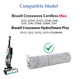 Multi-Surface Pet Brush Rolls 2787 & Vacuum Filters 1866 Replacement Parts,Compatible with Bissell CrossWave Max 2554A,2590,2593,2596,for HydroSteam 35151, 3515, 35152, 3513, 3518 Vacuums