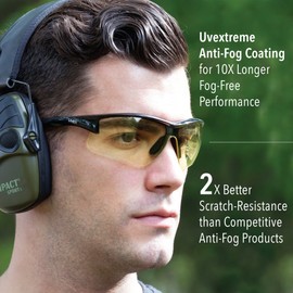 Howard Leight by Honeywell Uvex Acadia Low-Light Shooting Glasses with Uvextreme Plus Anti-Fog Lens Coating, Amber Lens (R-02215)