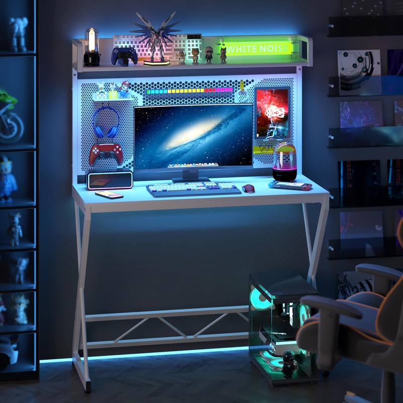 Elephance Small Gaming Desk with Pegboard, 39 Inch Computer Desk