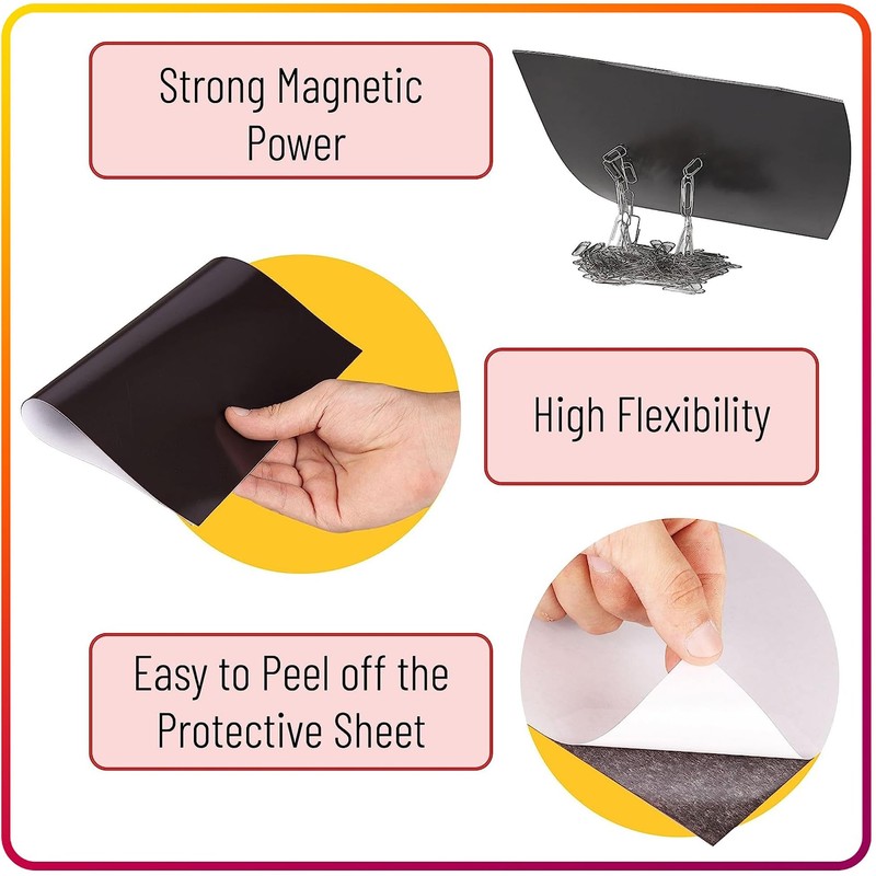 Magnetic Sheets with Adhesive Backing for Crafts, DIY 12 Pack.