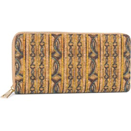 styleBREAKER 02040138 Women's Cork Purse with Colourful Pattern Print in Ethnic Look, Zip, Ketten / Gelb-blau
