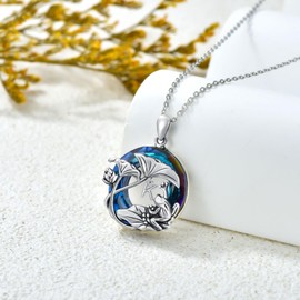 Plesitep Frog Necklace Initial K Letter Frog Pendant with Blue Circle Crystal 925 Sterling Silver Birthday Jewelry Gifts for Women Wife Her Mom Grandma