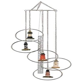George S. Chen Imports Wind Chime 5 Ring Polyresin Charm Lighthouse Hanging Garden Decoration