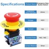 Xiatiaosann 22mm Emergency Stop Button Switch 1NO 1NC Red Mushroom