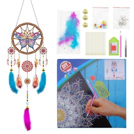 posionks 1 Piece Dream Catcher Craft Set Butterfly Dreamcatcher Diamond Painting Craft Girls Diamond Painting Dream Catcher Toy from 4-12 Years Creative for Girls
