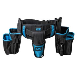 OX Pro Nylon Electrician Tool Belt with Pouches - Electrical Tool Belt with Padded Back Support - Made with Ballistic Nylon and PVC Coated Pouches OX-P269101