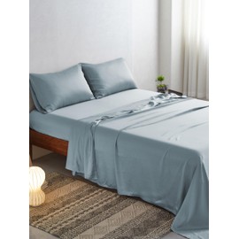 Orray Queen Bed Sheet Set, Luxury Bed Sheets, 100% Viscose Derived from Bamboo, Soft, Comfy, Cooling, Breathable, 300TC 4 Piece Sheet Set (Blue Fog)