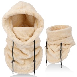 AYPOW Winter Thermal Fleece Balaclava Men Women Multifunctional Outdoor Windproof Face Hood Warm Ski Mask with Neck Warmer Neck Warmer Unisex Face Mask Cycling Motorcycles Hiking Running, khaki