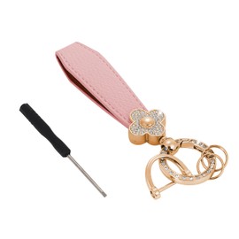 Tonecraft Keychain Flower Colorful Simple Orthodox Bag Charm, Popular, Stylish, Cute, Sparkle, Gold, Pink