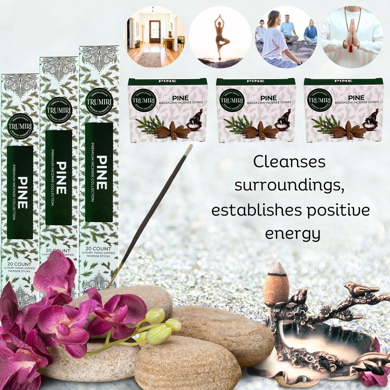 Pine Incense Sticks & Backflow Cones for Waterfall - 60