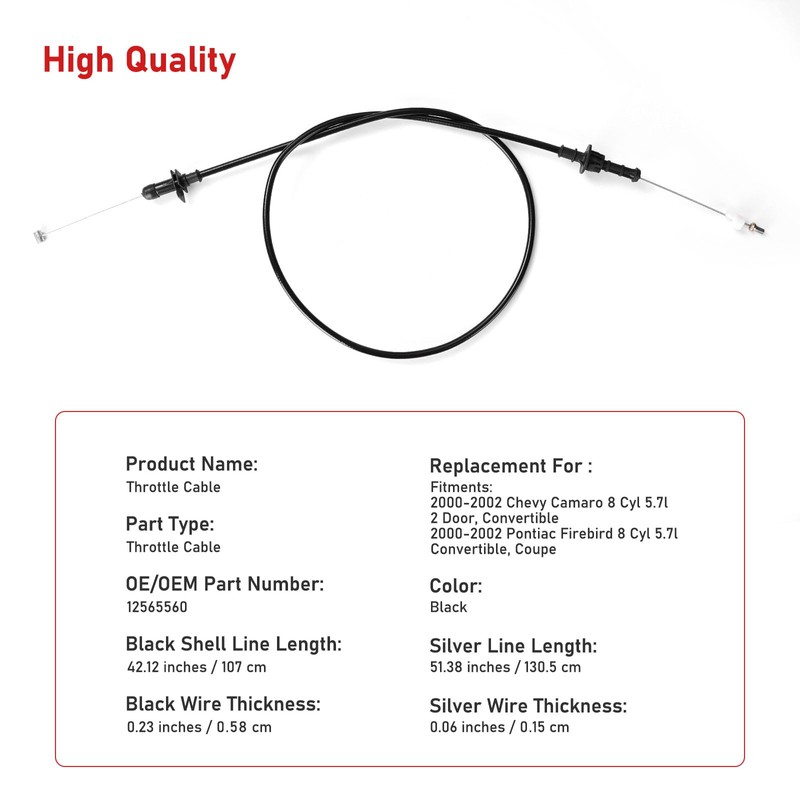 5.7L LS1 Throttle Cable Compatible with Chevy Camaro/Pontiac Firebird 2000-2002