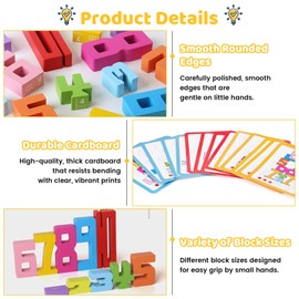 Hnjindong Pack of 20 Number Blocks, Wooden Number Block Toy, Colourful Stacking Numbers, Montessori Numbers Toy from 3 Years, Birthday Gifts, Learning Activities