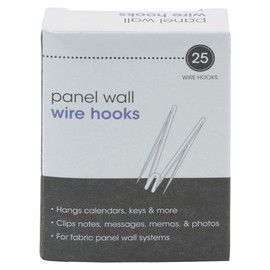 Advantus Panel Wall Wire Hooks, Silver, 25 Hooks per Pack (75370)