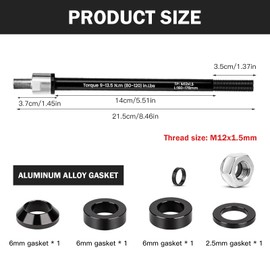 BOUFEIDA Steckachse Fahrrad Adapter, M12 160-178 mm Steckachse mit Fahrrad Achsadapter, Steckachse kompatibel mit den meisten Fahrradanhänger kupplungen (M12 x 1,5 (160-178 mm))