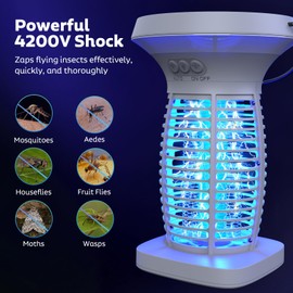 OnBeam Bug Zapper Outdoor with Solar Panel, Electric Mosquito Zapper Waterproof Rechargeable Wireless for Indoor Outdoor
